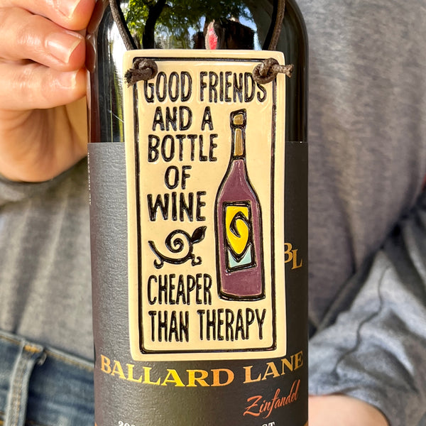 Spooner Creek Wine Tag - Cheaper Than Therapy