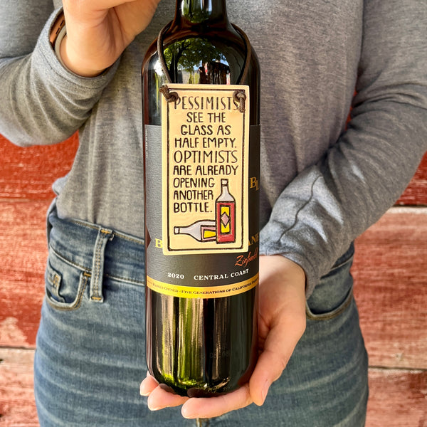Spooner Creek Wine Tag - Pessimists/Optimists