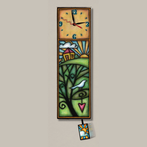 Michael Macone Long Clock - House/Bird
