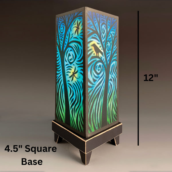 Bird Dragonfly mood lamp dimensions, 12 inch height 4.5 inch base
