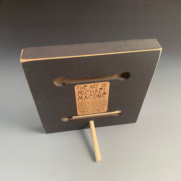 Back view of Blessed Beyond Measure quote family picture frame showing stand and wall hanger with Michael Macone artwork small square frame