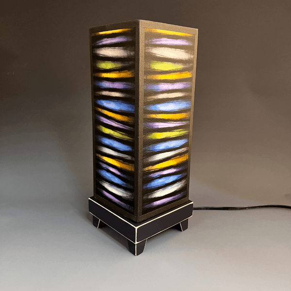 Bright Stripes mood lamp with printed paper shade