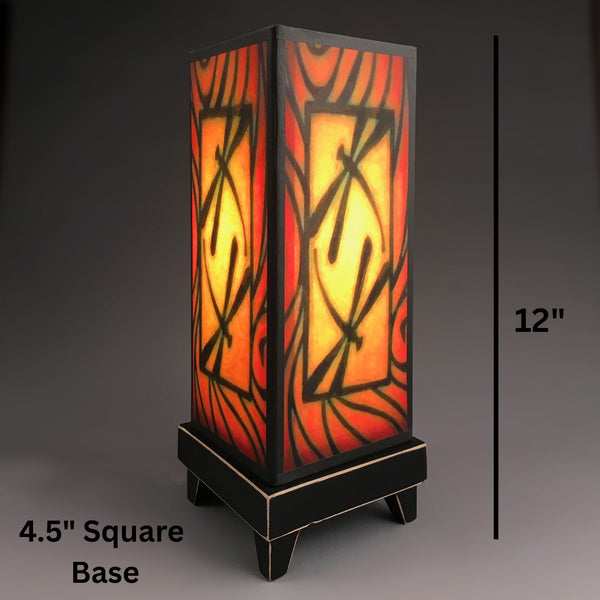 Brown Dragonfly mood lamp dimensions, 12 inch height 4.5 inch base