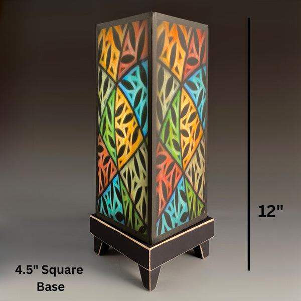 Colorful Vines mood lamp dimensions, 12 inch height 4.5 inch base