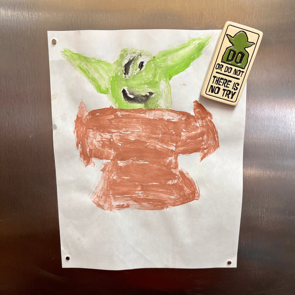 Do or Do Not There Is No Try ceramic quote magnet displayed on refrigerator by Spooner Creek, made in Shell Lake Wisconsin