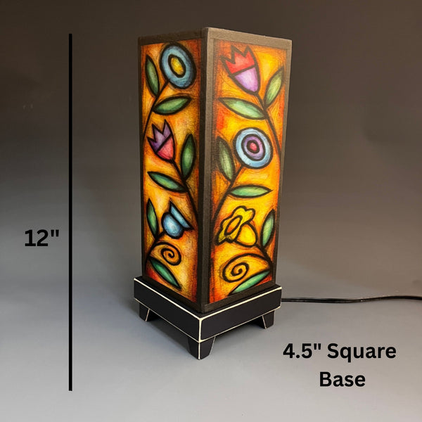Flowers mood lamp dimensions, 12 inch height 4.5 inch base