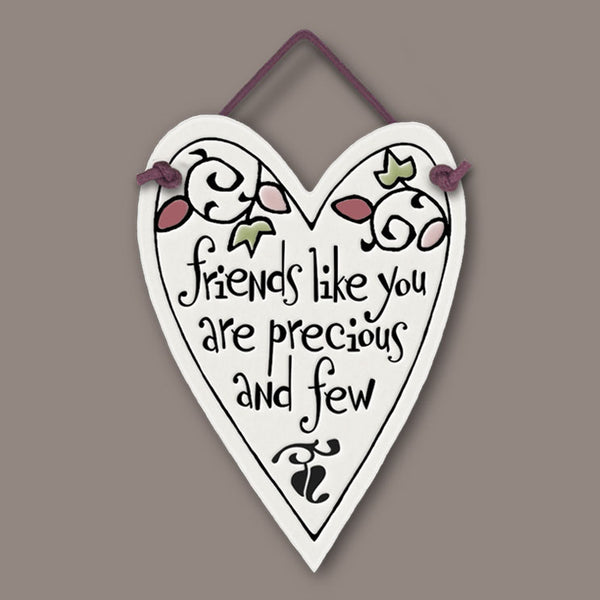 Heart shaped Spooner Creek Mini Charmer ceramic tile with friendship quote Friends like you are precious and few, handmade decorative wall hanging gift