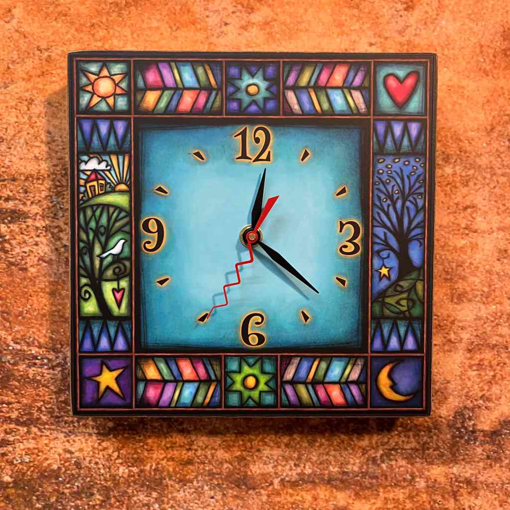 Michael Macone Square Clock - House/Tree