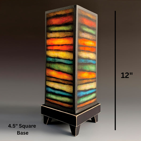 Rough Stripes mood lamp dimensions, 12 inch height 4.5 inch base