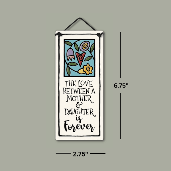 Spooner Creek small tall plaque dimensions showing 2.75 inch width and 6.75 inch height ceramic wall decor