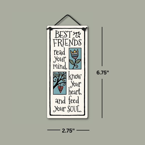 Spooner Creek small tall plaque showing size 2.75 by 6.75 inches with hanging cord