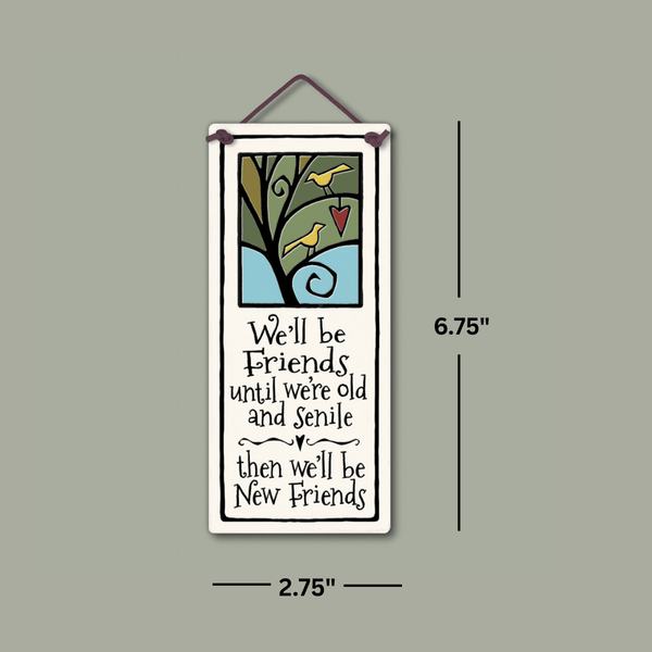 Spooner Creek small tall ceramic plaque showing dimensions 2.75 inches wide by 6.75 inches tall
