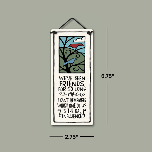Spooner Creek small tall ceramic plaque showing dimensions, 2.75 inches wide by 6.75 inches tall