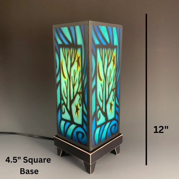 Star Tree mood lamp dimensions, 12 inch height 4.5 inch base