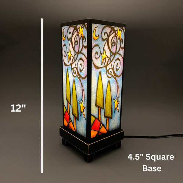 Starry Night mood lamp dimensions, 12 inch height 4.5 inch base
