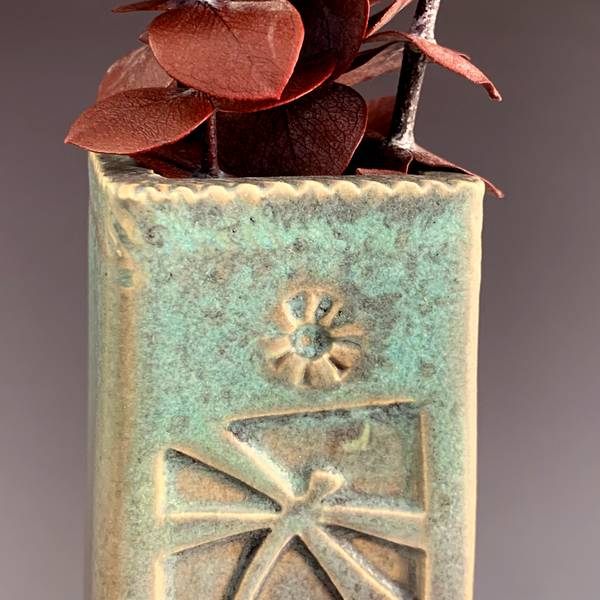 Tall Stoneware Wall Vase