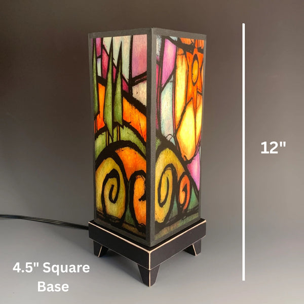 Tree Hill mood lamp dimensions, 12 inch height 4.5 inch base