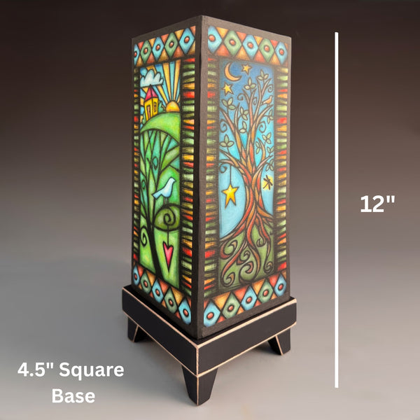 Tree Home mood lamp dimensions, 12 inch height 4.5 inch base