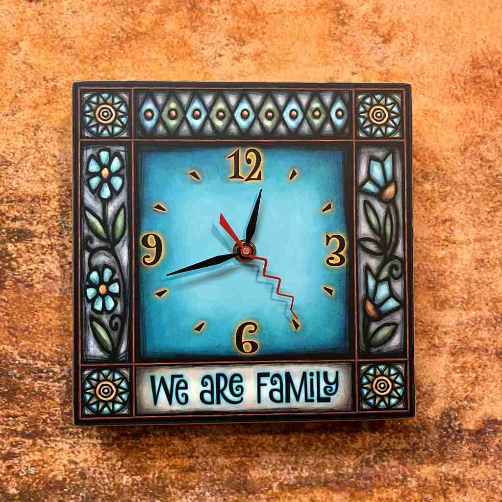 Michael Macone Square Clock - We are Family