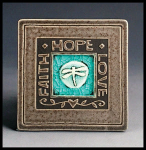 Macone Clay Coaster - Faith/Hope/Love