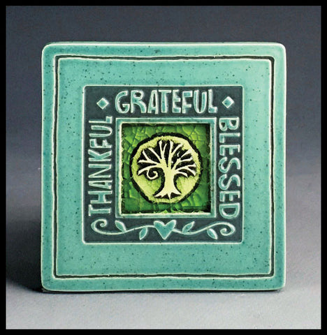 Macone Clay Coaster - Thankful/Grateful/Blessed
