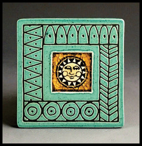 Macone Clay Coaster - Sun W/Design