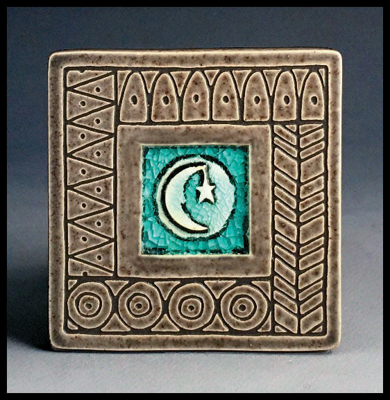 Macone Clay Coaster - Moon W/Design