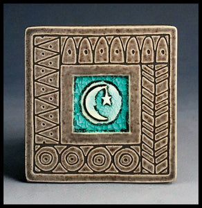 Macone Clay Coaster - Moon W/Design