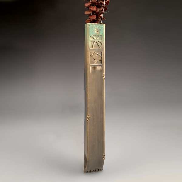 Tall Stoneware Wall Vase