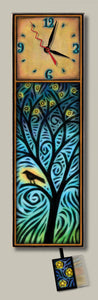 Michael Macone Long Clock - Night Bird/Tree