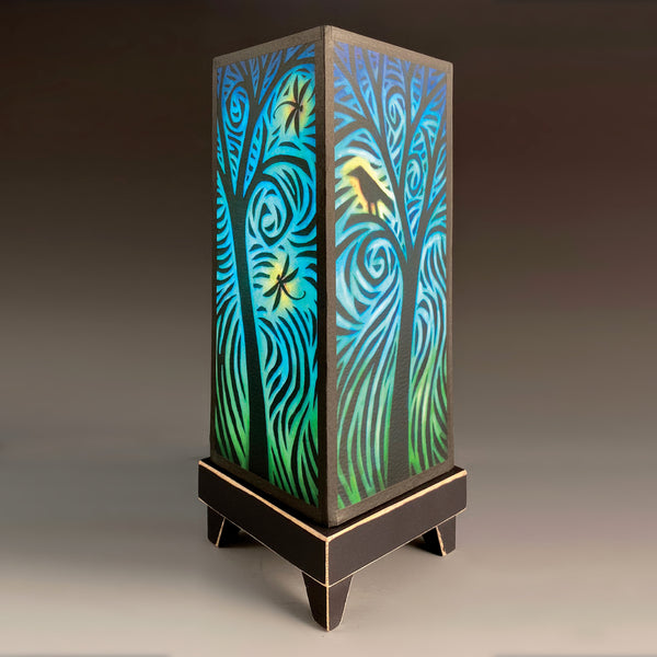 Bird Dragonfly mood lamp with glowing paper shade