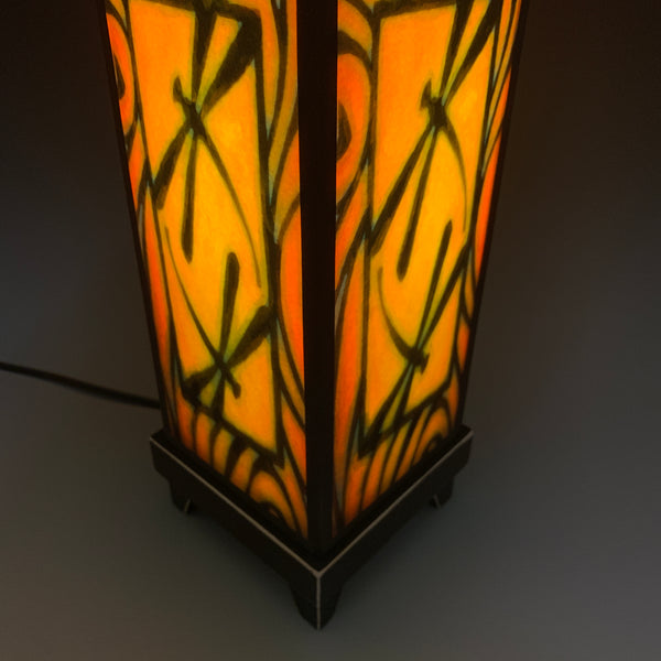 Close-up detail of Brown Dragonfly mood lamp paper shade design