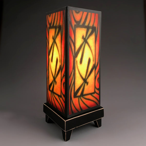 Brown Dragonfly mood lamp with printed paper shade