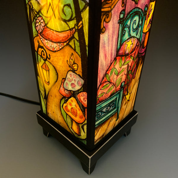 Close-up detail of Fairy House mood lamp paper shade illustration