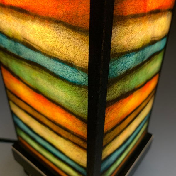 Close-up detail of Rough Stripes mood lamp painterly striped paper shade