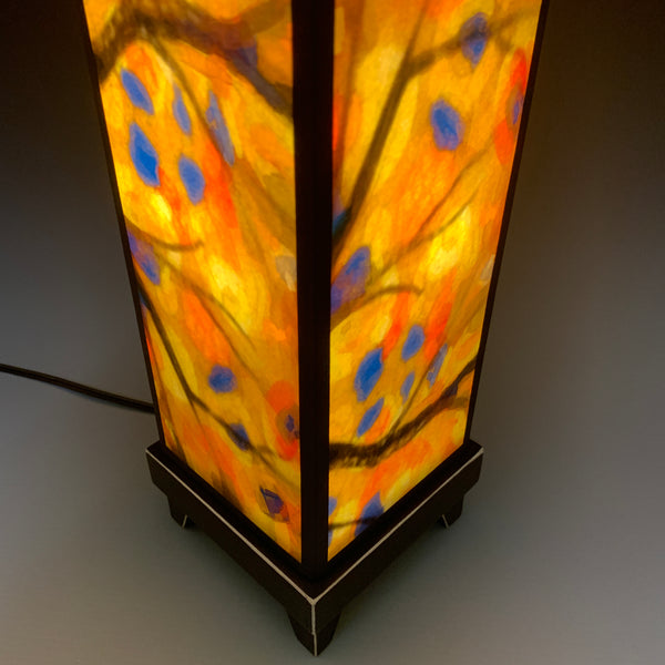 Close-up detail of Stained Tree mood lamp painterly branch design